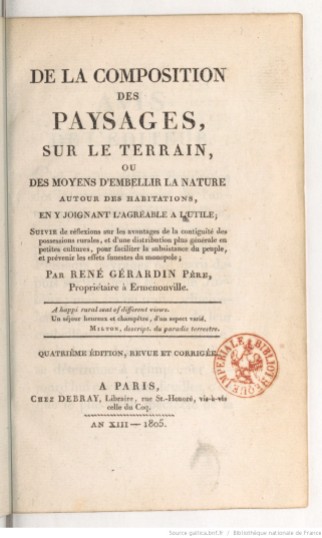 René-Louis de Girardin, De la Composition des paysages, édition de 1805. Source : Gallica/BnF.